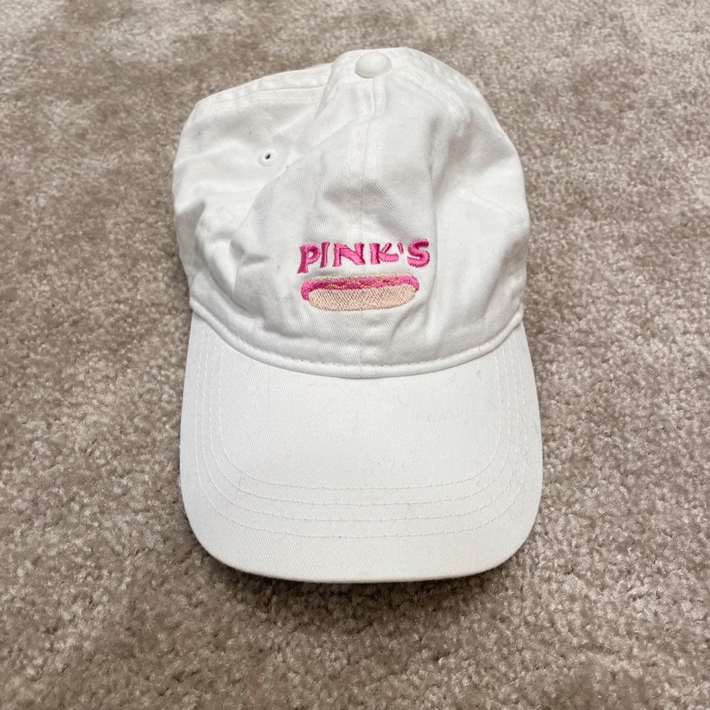 Pink's Hot Dogs White Baseball Cap Hat - Picture 2 of 4